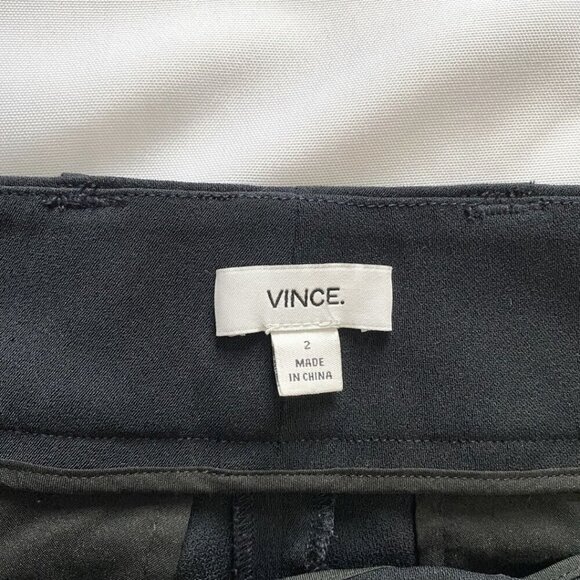 VINCE. BLACK BELTED CROPPED PLEATED TAPERED PANTS - M - Picture 5 of 9